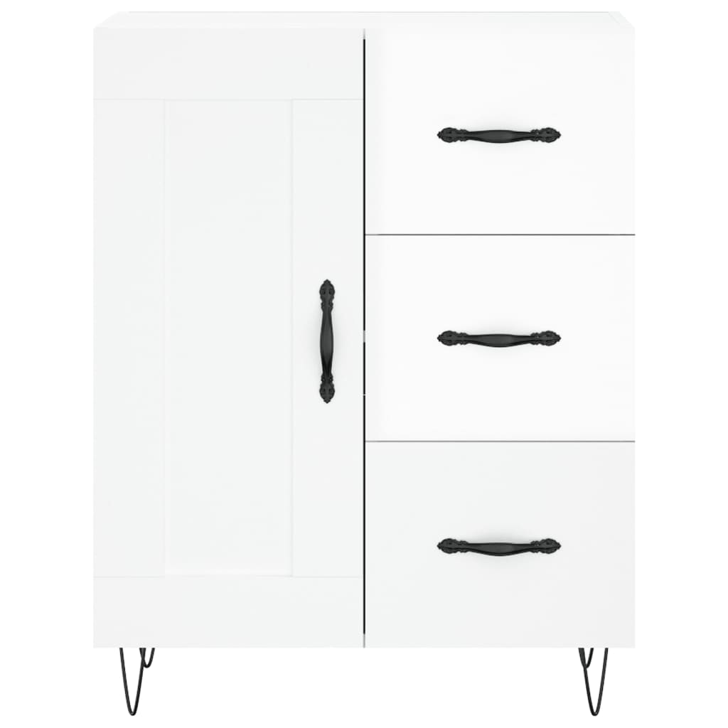 Hoge kast 69,5x34x180 cm bewerkt hout hoogglans wit is nu te koop bij PeponiXL, paradijselijk wonen!