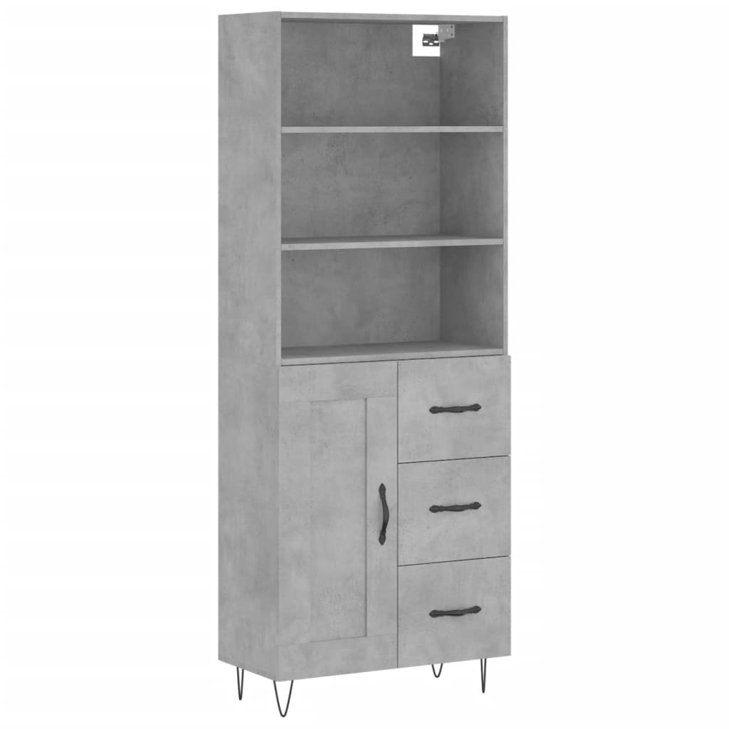 Hoge kast 69,5x34x180 cm bewerkt hout betongrijs is nu te koop bij PeponiXL, paradijselijk wonen!