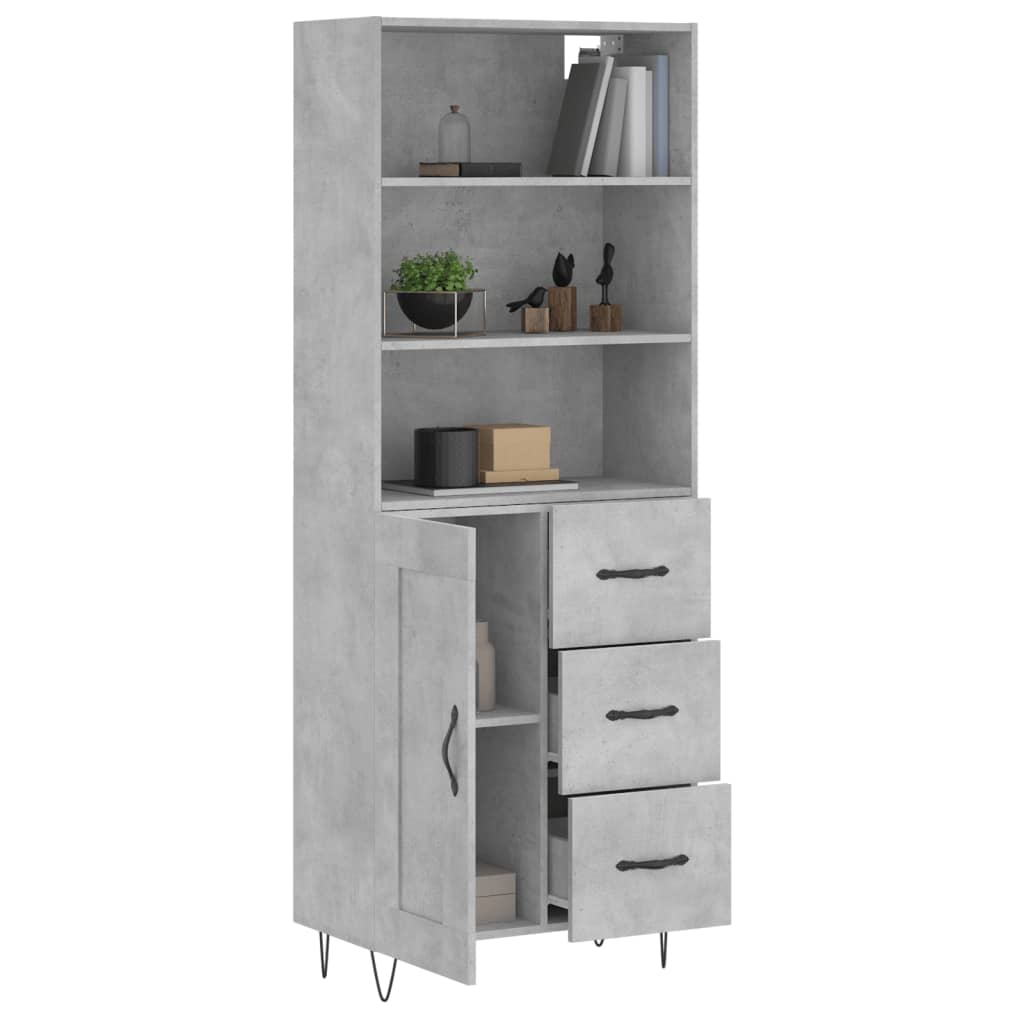 Hoge kast 69,5x34x180 cm bewerkt hout betongrijs is nu te koop bij PeponiXL, paradijselijk wonen!