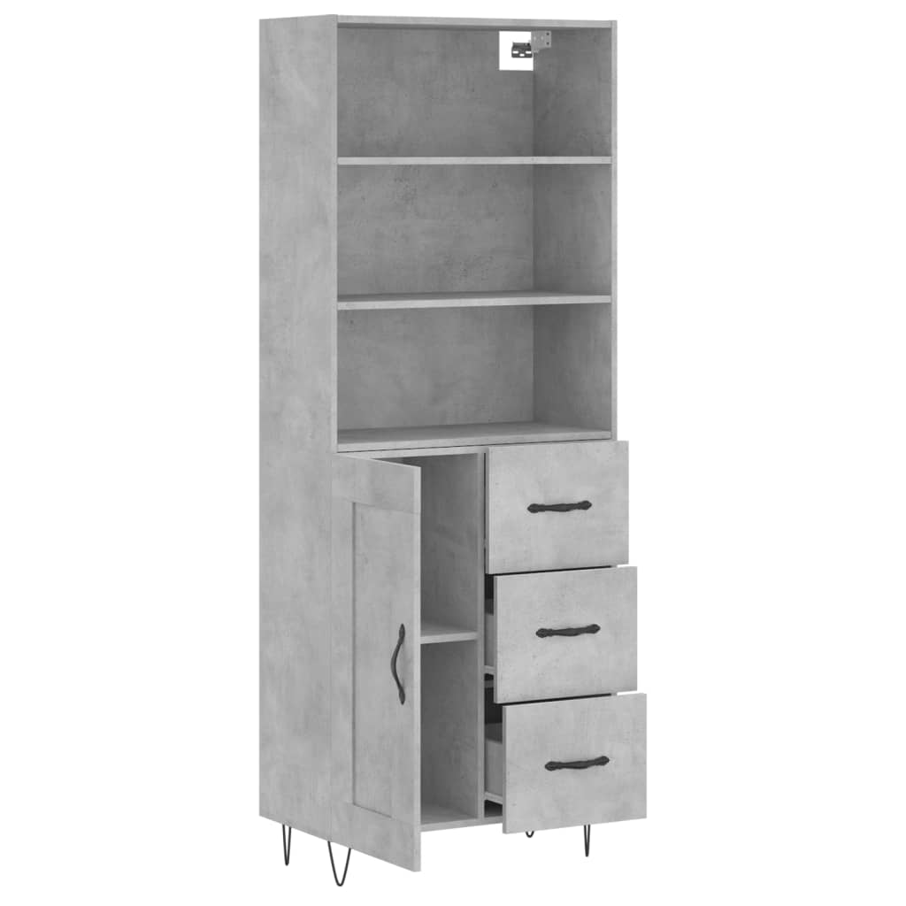 Hoge kast 69,5x34x180 cm bewerkt hout betongrijs is nu te koop bij PeponiXL, paradijselijk wonen!