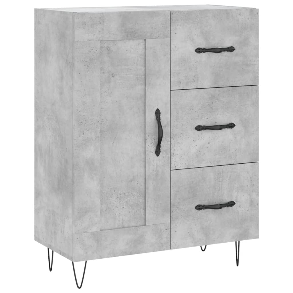 Hoge kast 69,5x34x180 cm bewerkt hout betongrijs is nu te koop bij PeponiXL, paradijselijk wonen!