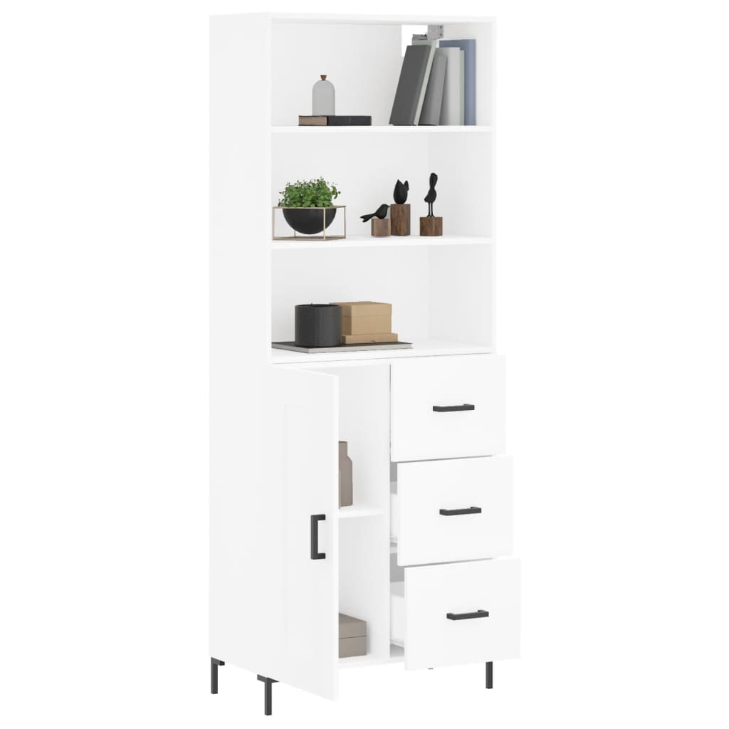 Hoge kast 69,5x34x180 cm bewerkt hout wit is nu te koop bij PeponiXL, paradijselijk wonen!