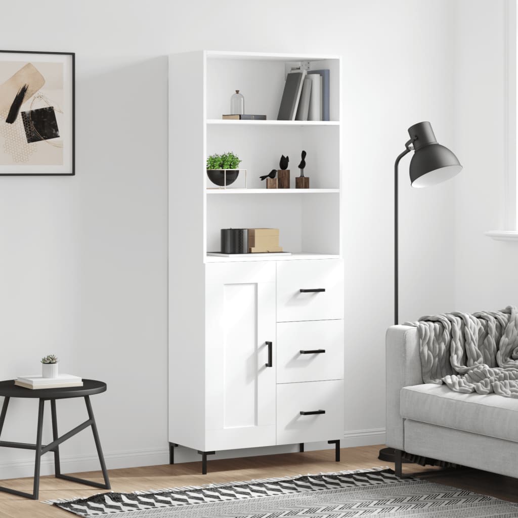 Hoge kast 69,5x34x180 cm bewerkt hout wit is nu te koop bij PeponiXL, paradijselijk wonen!