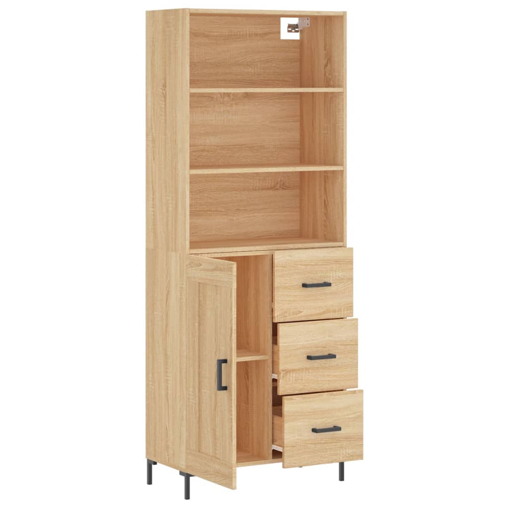 Hoge kast 69,5x34x180 cm bewerkt hout sonoma eikenkleurig is nu te koop bij PeponiXL, paradijselijk wonen!