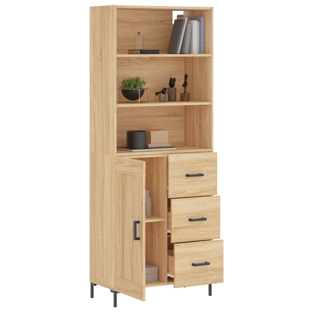 Hoge kast 69,5x34x180 cm bewerkt hout sonoma eikenkleurig is nu te koop bij PeponiXL, paradijselijk wonen!