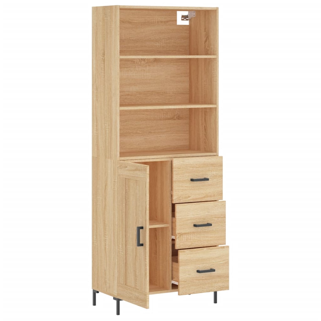 Hoge kast 69,5x34x180 cm bewerkt hout sonoma eikenkleurig is nu te koop bij PeponiXL, paradijselijk wonen!