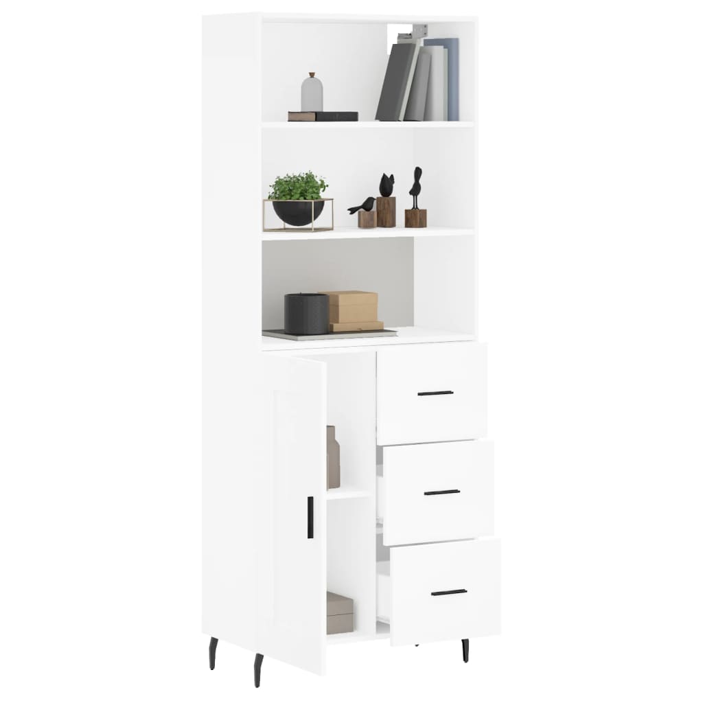 Hoge kast 69,5x34x180 cm bewerkt hout wit is nu te koop bij PeponiXL, paradijselijk wonen!