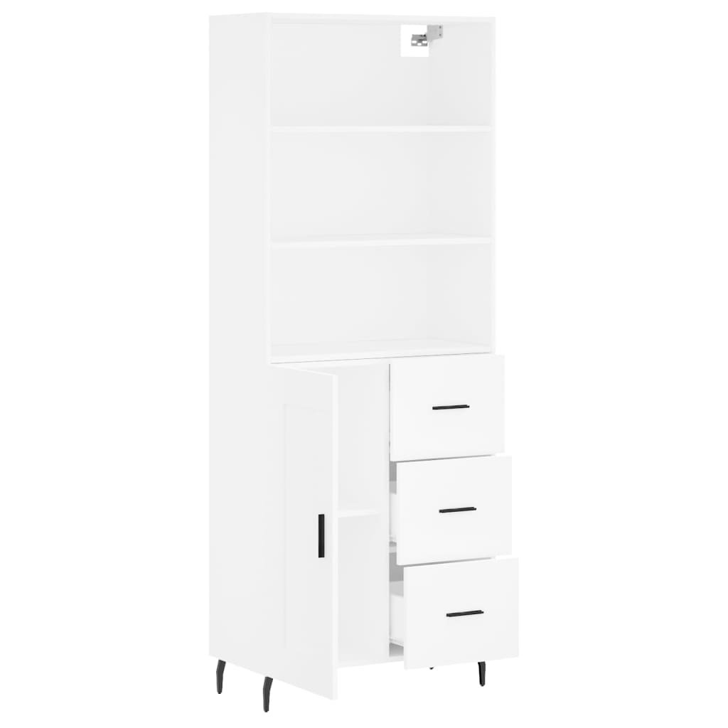 Hoge kast 69,5x34x180 cm bewerkt hout wit is nu te koop bij PeponiXL, paradijselijk wonen!