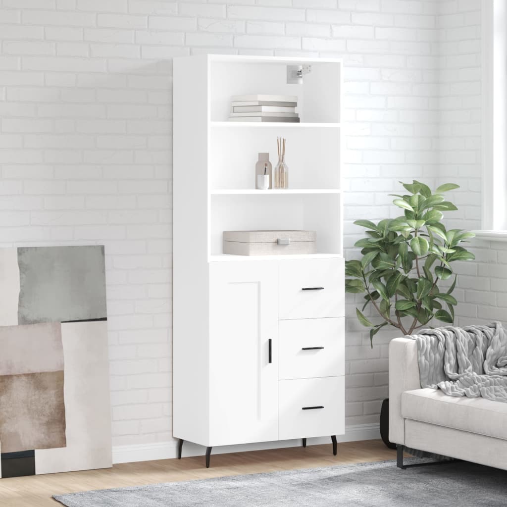 Hoge kast 69,5x34x180 cm bewerkt hout wit is nu te koop bij PeponiXL, paradijselijk wonen!