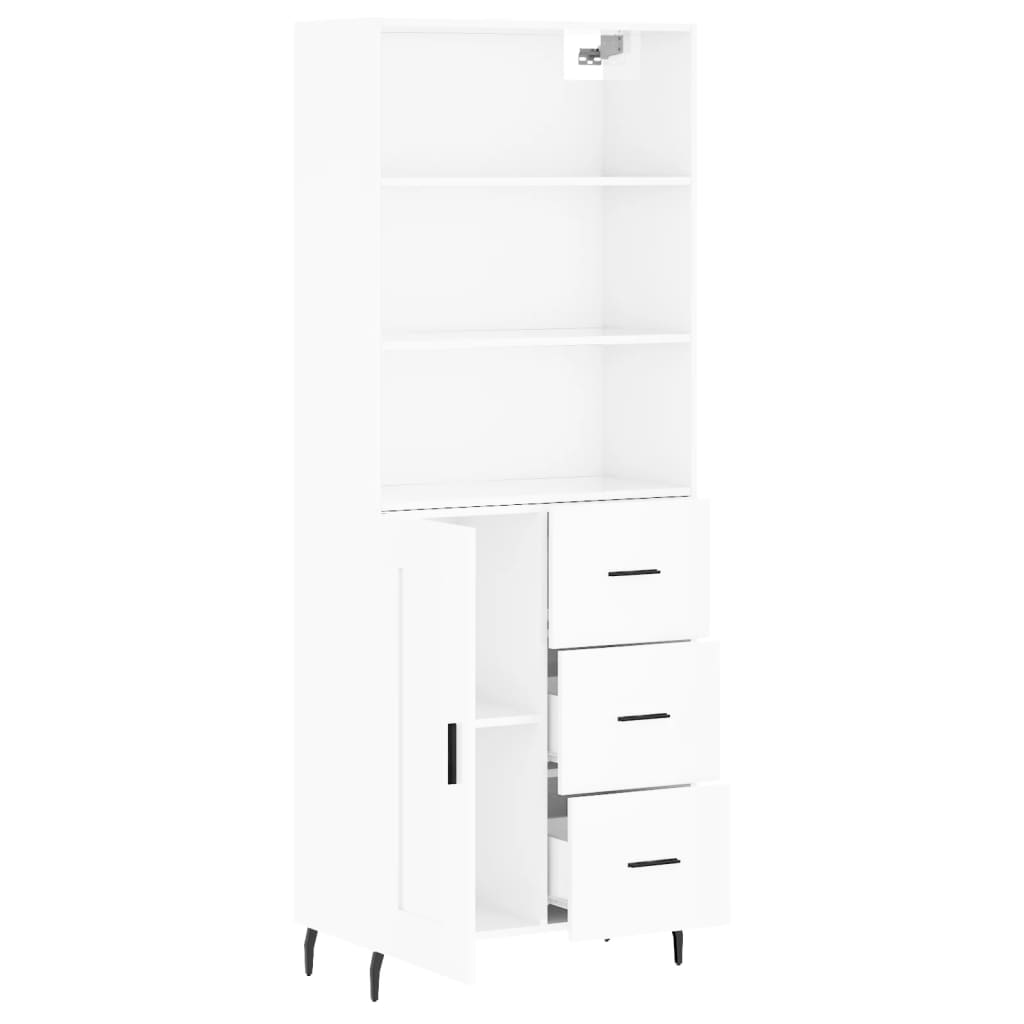 Hoge kast 69,5x34x180 cm bewerkt hout hoogglans wit is nu te koop bij PeponiXL, paradijselijk wonen!