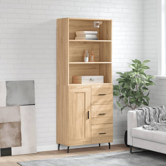 Hoge kast 69,5x34x180 cm bewerkt hout sonoma eikenkleurig is nu te koop bij PeponiXL, paradijselijk wonen!