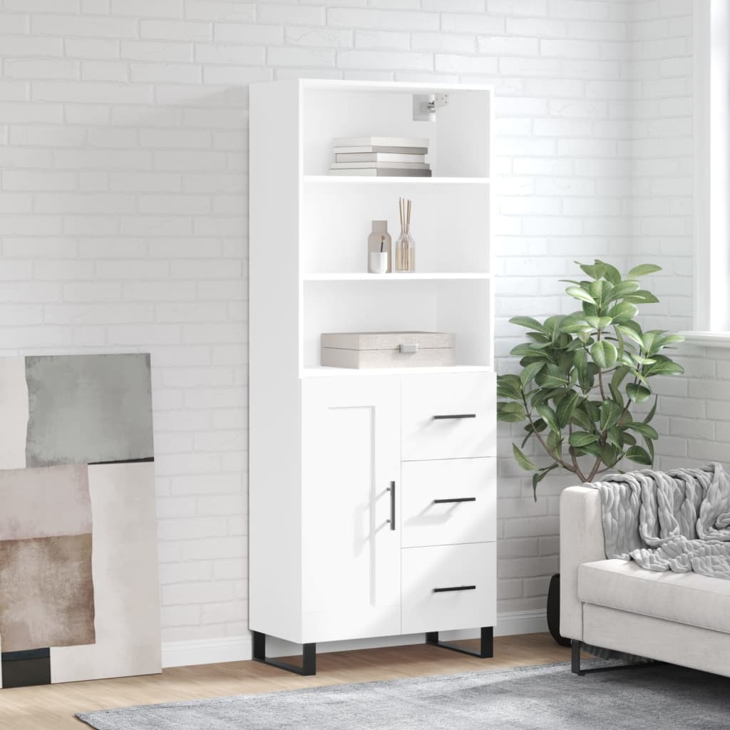 Hoge kast 69,5x34x180 cm bewerkt hout wit is nu te koop bij PeponiXL, paradijselijk wonen!