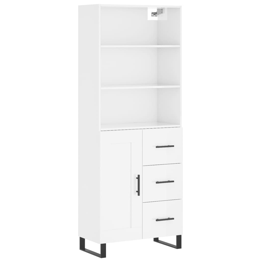 Hoge kast 69,5x34x180 cm bewerkt hout hoogglans wit is nu te koop bij PeponiXL, paradijselijk wonen!