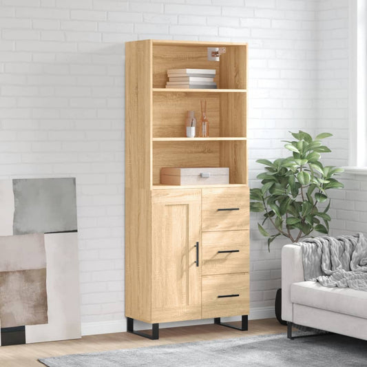 Hoge kast 69,5x34x180 cm bewerkt hout sonoma eikenkleurig is nu te koop bij PeponiXL, paradijselijk wonen!