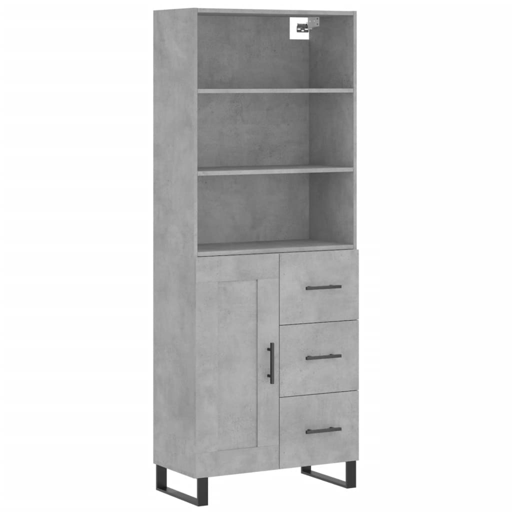 Hoge kast 69,5x34x180 cm bewerkt hout betongrijs is nu te koop bij PeponiXL, paradijselijk wonen!