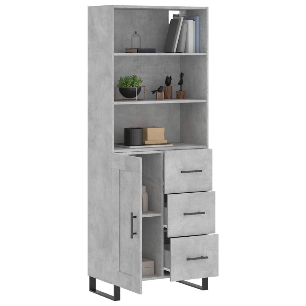 Hoge kast 69,5x34x180 cm bewerkt hout betongrijs is nu te koop bij PeponiXL, paradijselijk wonen!
