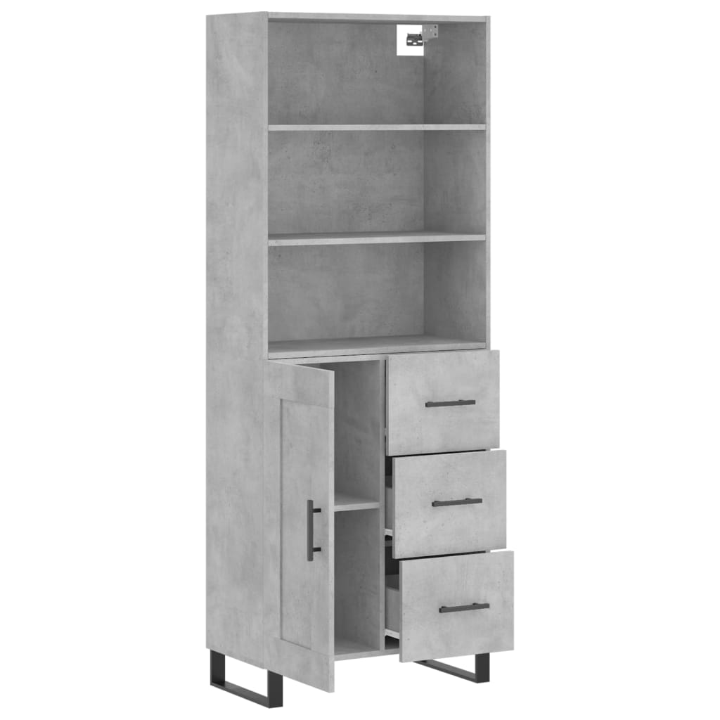 Hoge kast 69,5x34x180 cm bewerkt hout betongrijs is nu te koop bij PeponiXL, paradijselijk wonen!