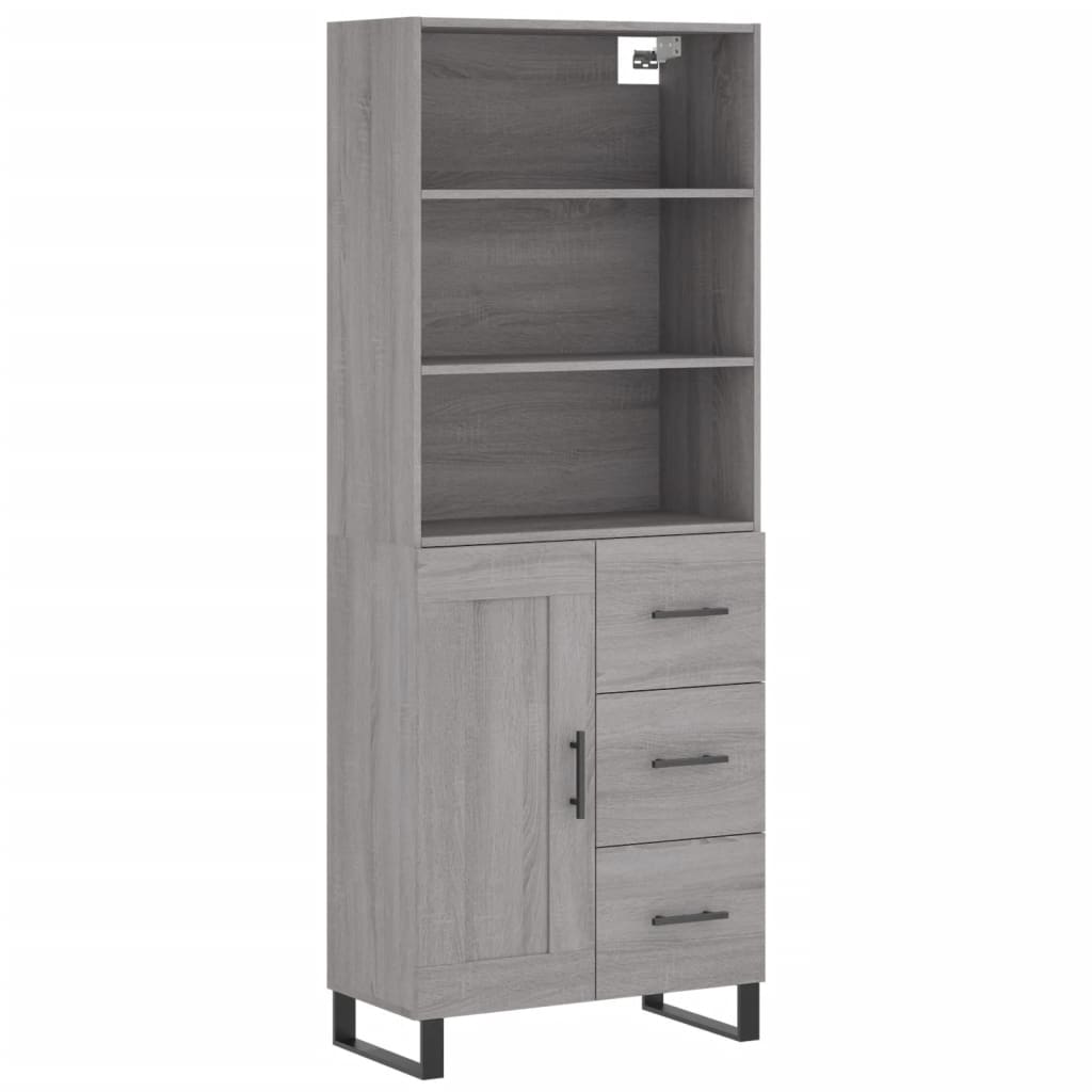 Hoge kast 69,5x34x180 cm bewerkt hout grijs sonoma eikenkleurig is nu te koop bij PeponiXL, paradijselijk wonen!