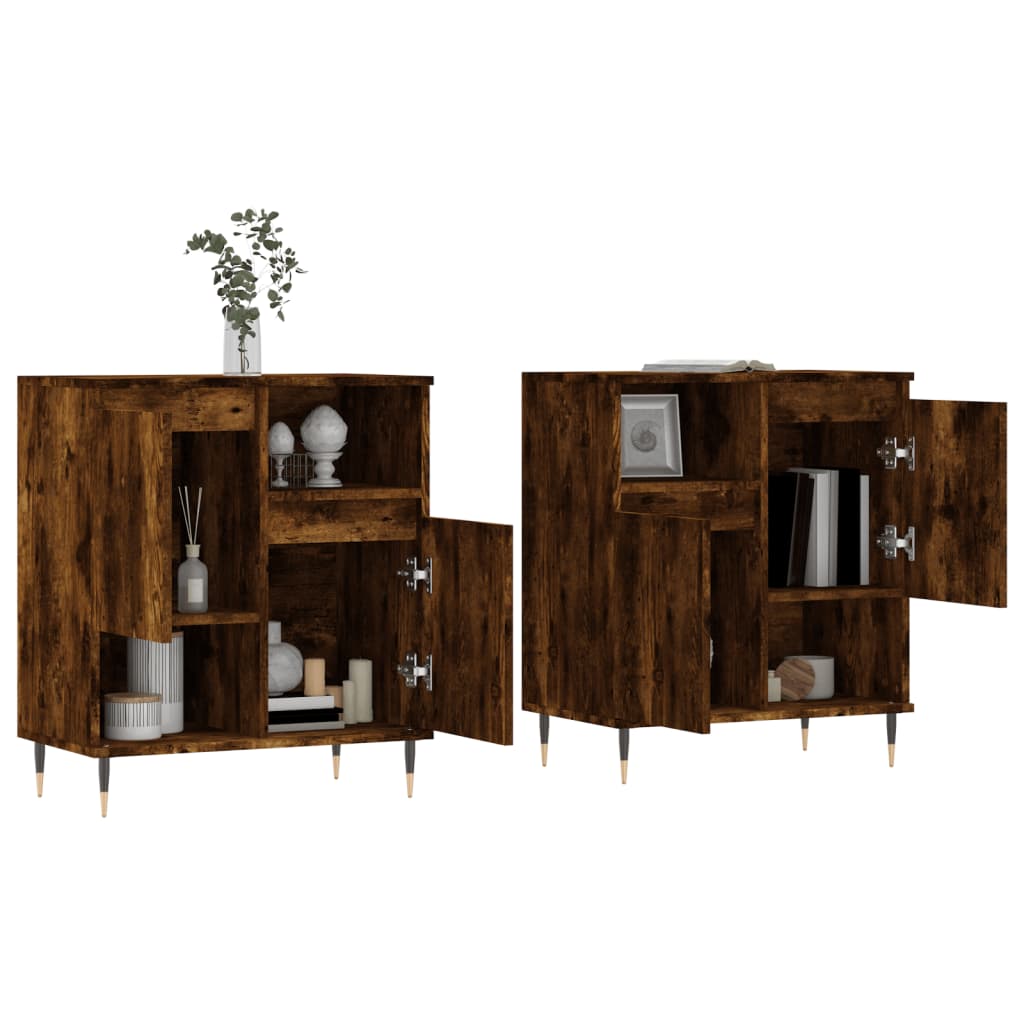Dressoirs 2 st bewerkt hout gerookt eikenkleurig is nu te koop bij PeponiXL, paradijselijk wonen!