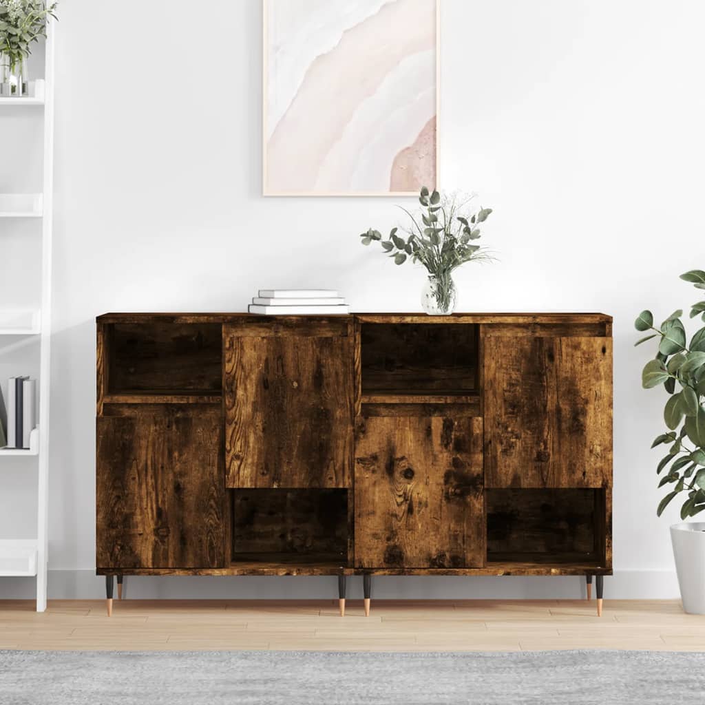 Dressoirs 2 st bewerkt hout gerookt eikenkleurig is nu te koop bij PeponiXL, paradijselijk wonen!
