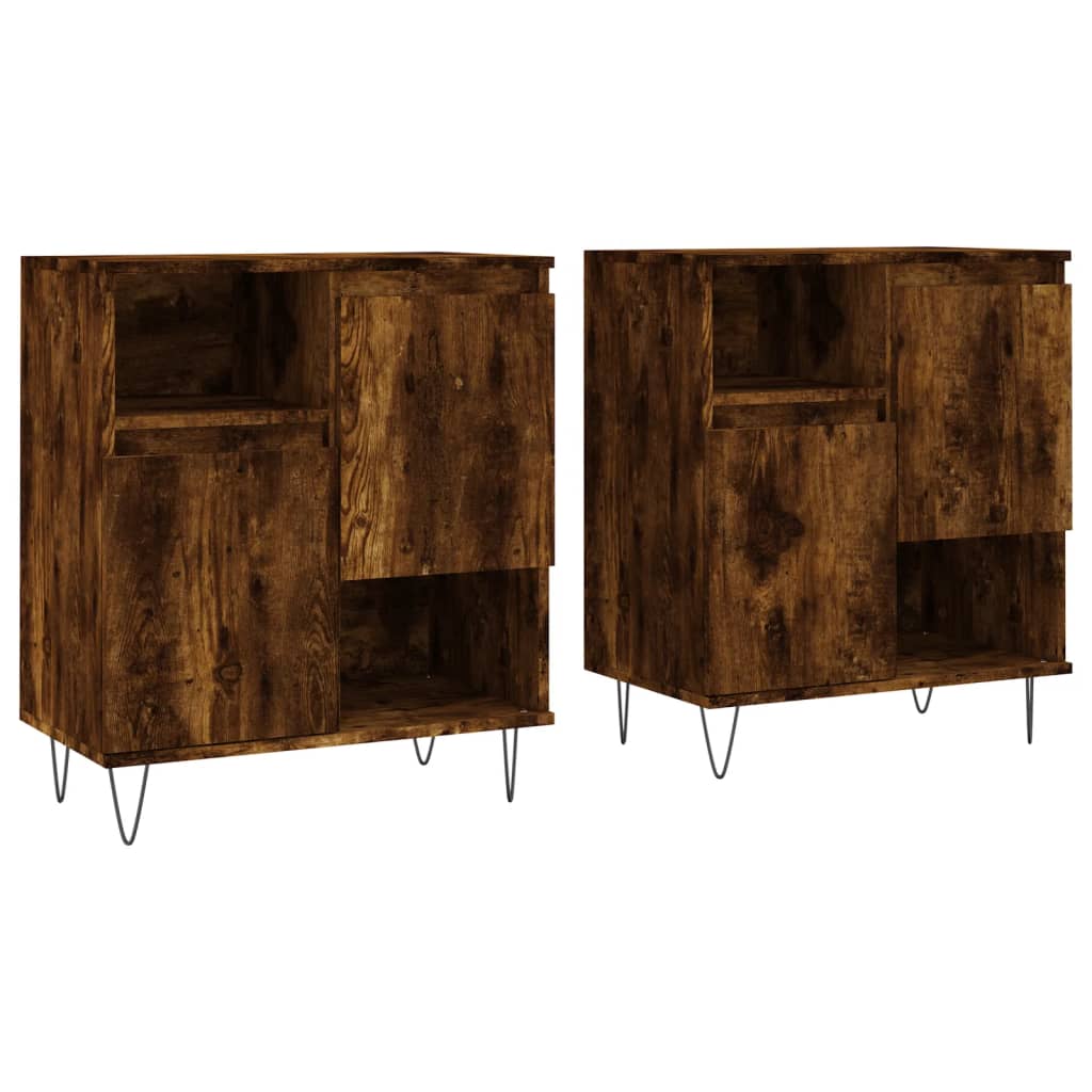 Dressoirs 2 st bewerkt hout gerookt eikenkleurig is nu te koop bij PeponiXL, paradijselijk wonen!