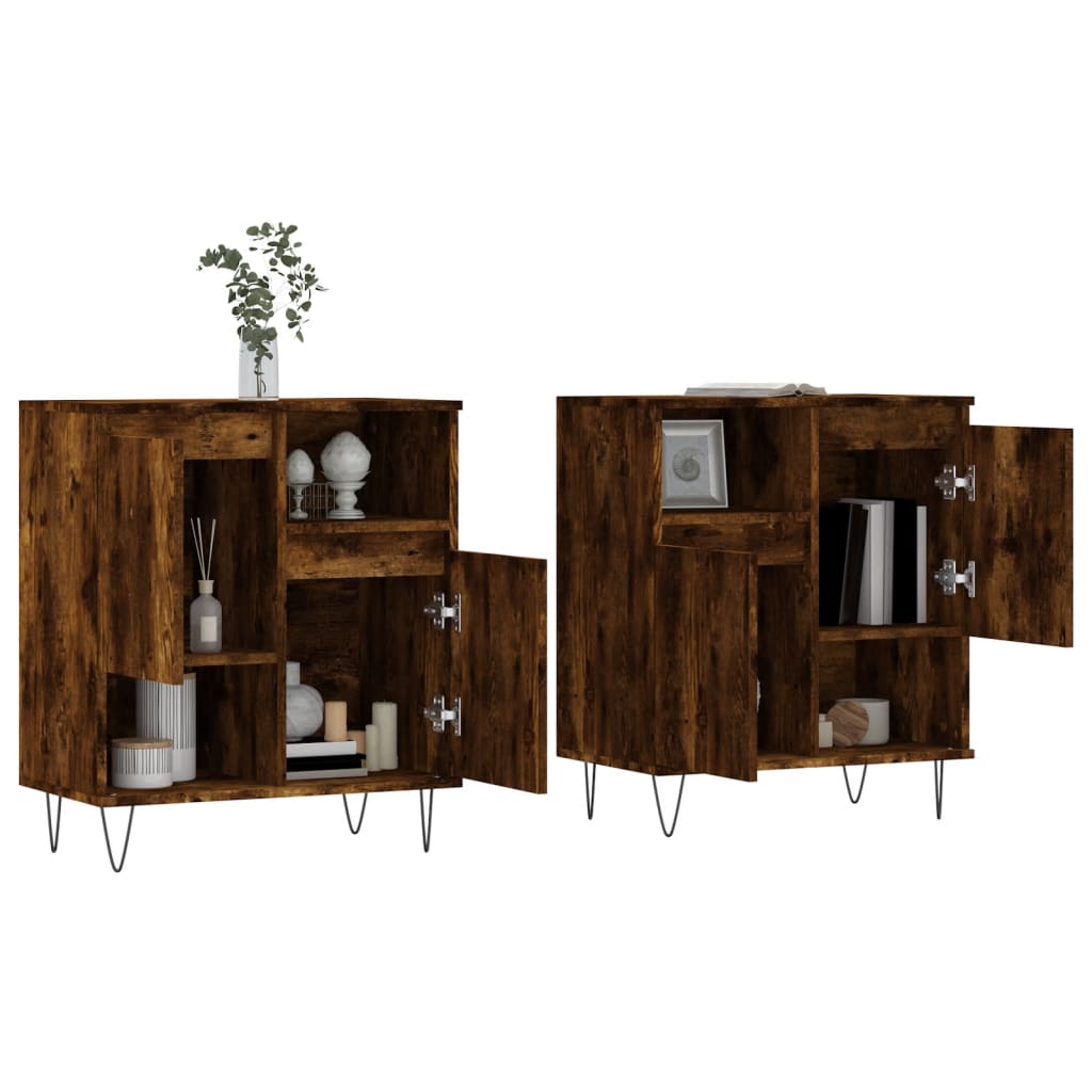 Dressoirs 2 st bewerkt hout gerookt eikenkleurig is nu te koop bij PeponiXL, paradijselijk wonen!