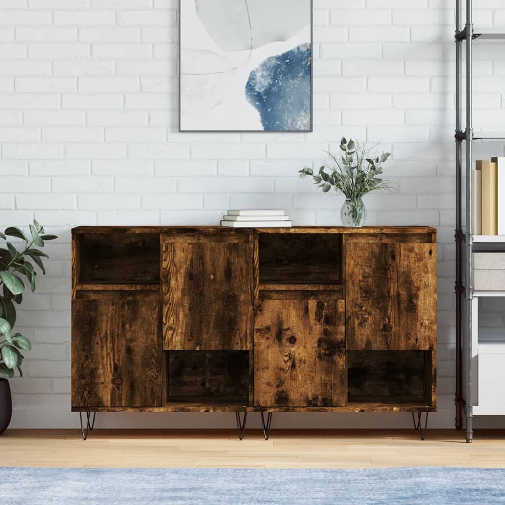 Dressoirs 2 st bewerkt hout gerookt eikenkleurig is nu te koop bij PeponiXL, paradijselijk wonen!