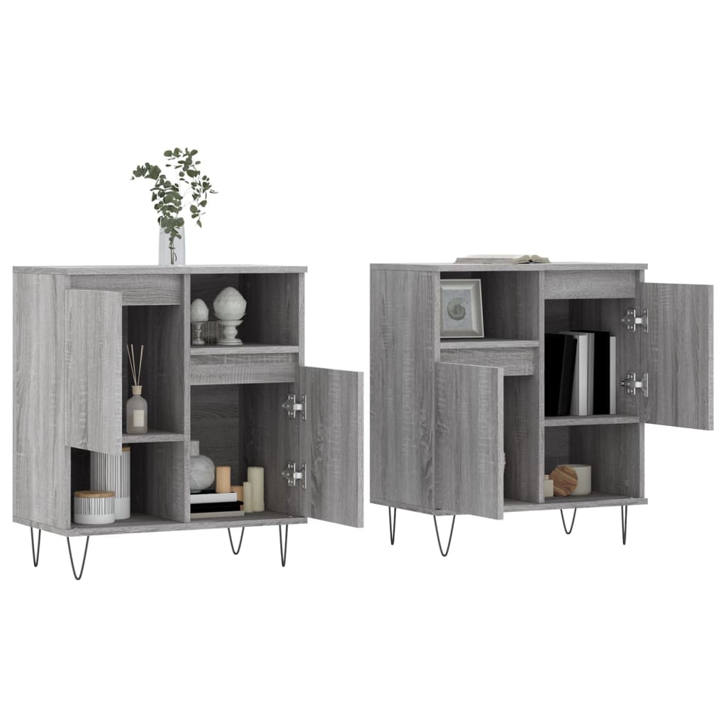 Dressoirs 2 st bewerkt hout grijs sonoma eikenkleurig is nu te koop bij PeponiXL, paradijselijk wonen!