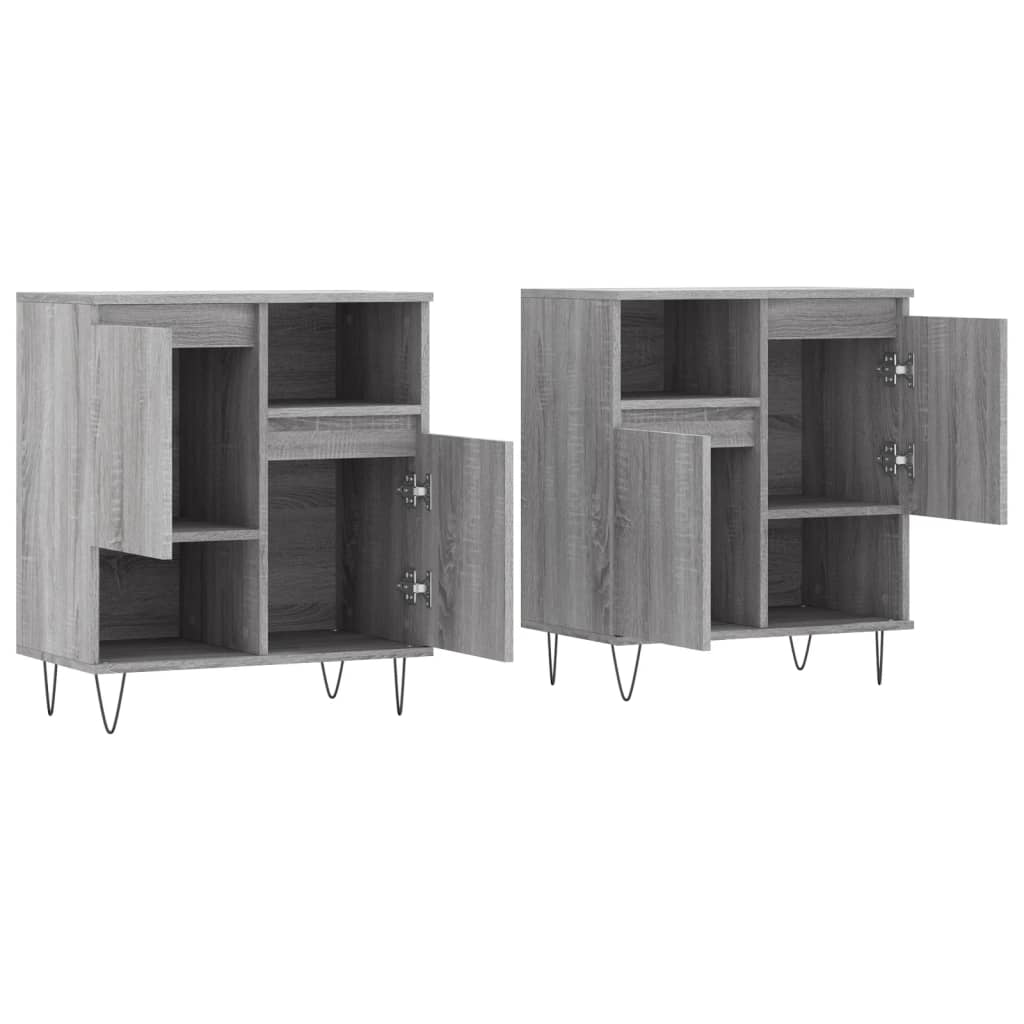 Dressoirs 2 st bewerkt hout grijs sonoma eikenkleurig is nu te koop bij PeponiXL, paradijselijk wonen!