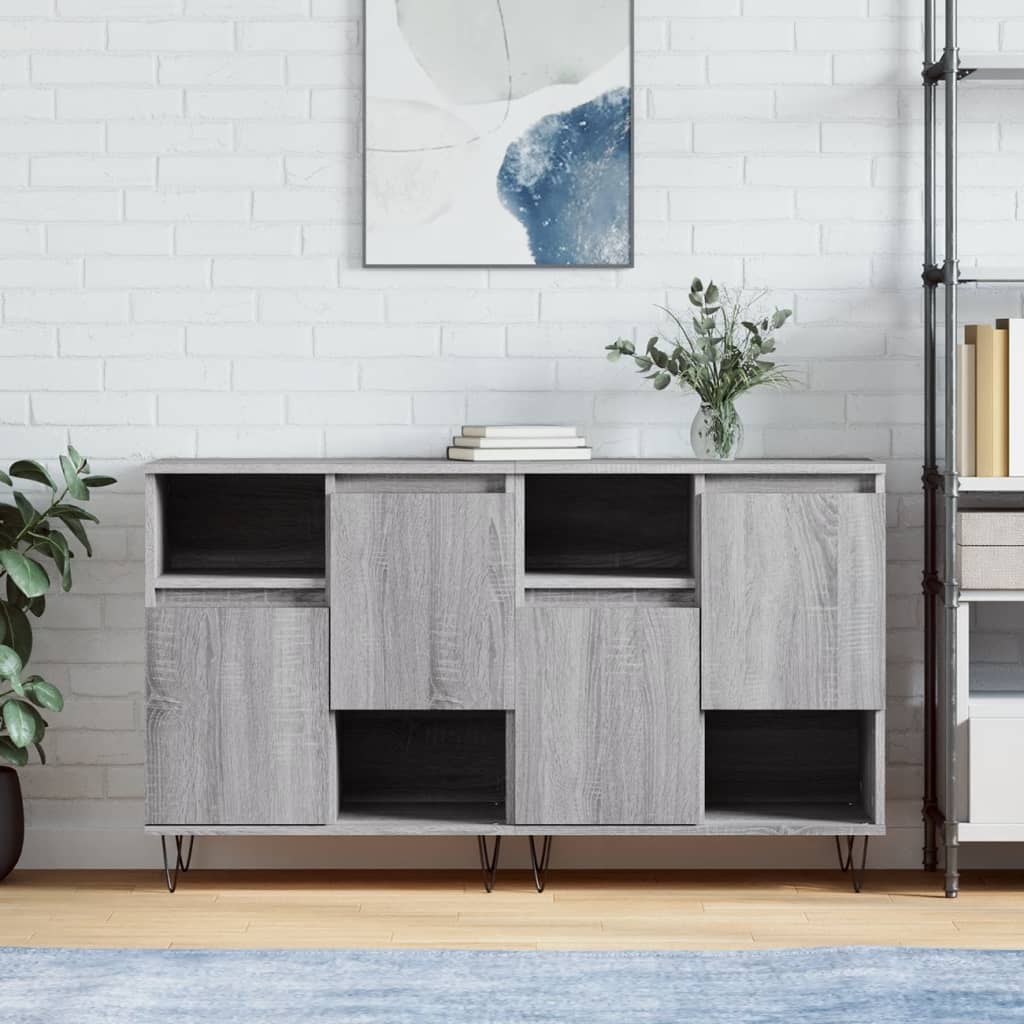 Dressoirs 2 st bewerkt hout grijs sonoma eikenkleurig is nu te koop bij PeponiXL, paradijselijk wonen!