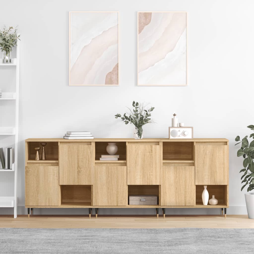 Dressoirs 3 st bewerkt hout sonoma eiken is nu te koop bij PeponiXL, paradijselijk wonen!