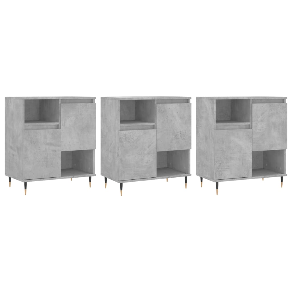 Dressoirs 3 st bewerkt hout betongrijs is nu te koop bij PeponiXL, paradijselijk wonen!