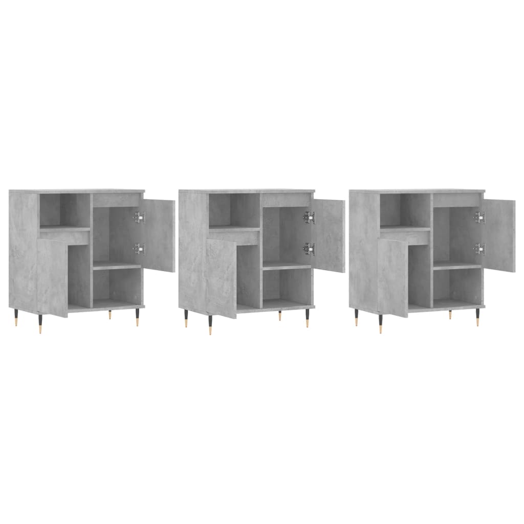 Dressoirs 3 st bewerkt hout betongrijs is nu te koop bij PeponiXL, paradijselijk wonen!