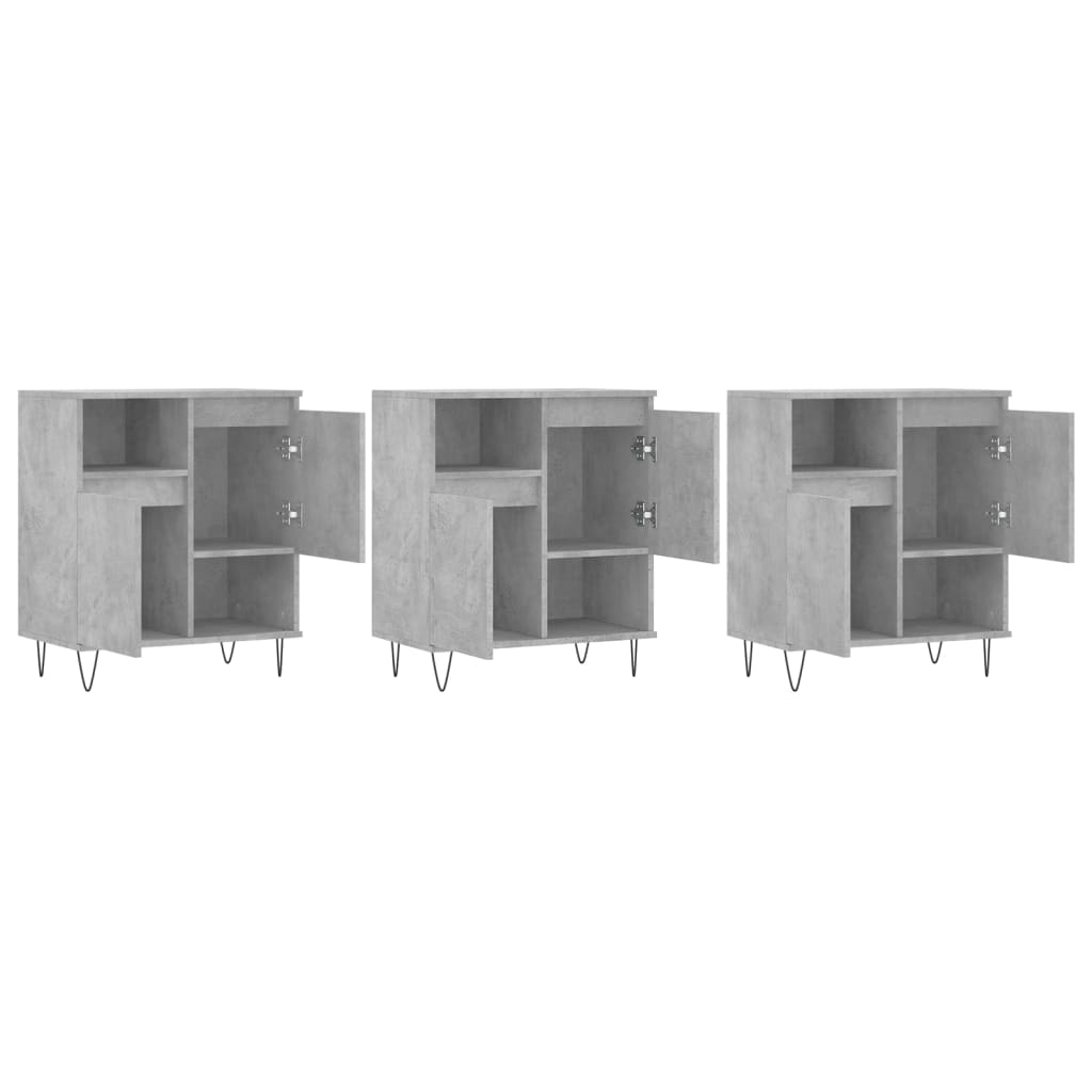 Dressoirs 3 st bewerkt hout betongrijs is nu te koop bij PeponiXL, paradijselijk wonen!