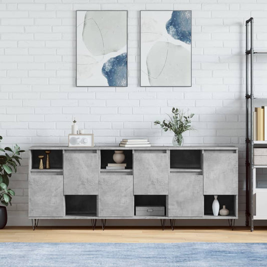 Dressoirs 3 st bewerkt hout betongrijs is nu te koop bij PeponiXL, paradijselijk wonen!