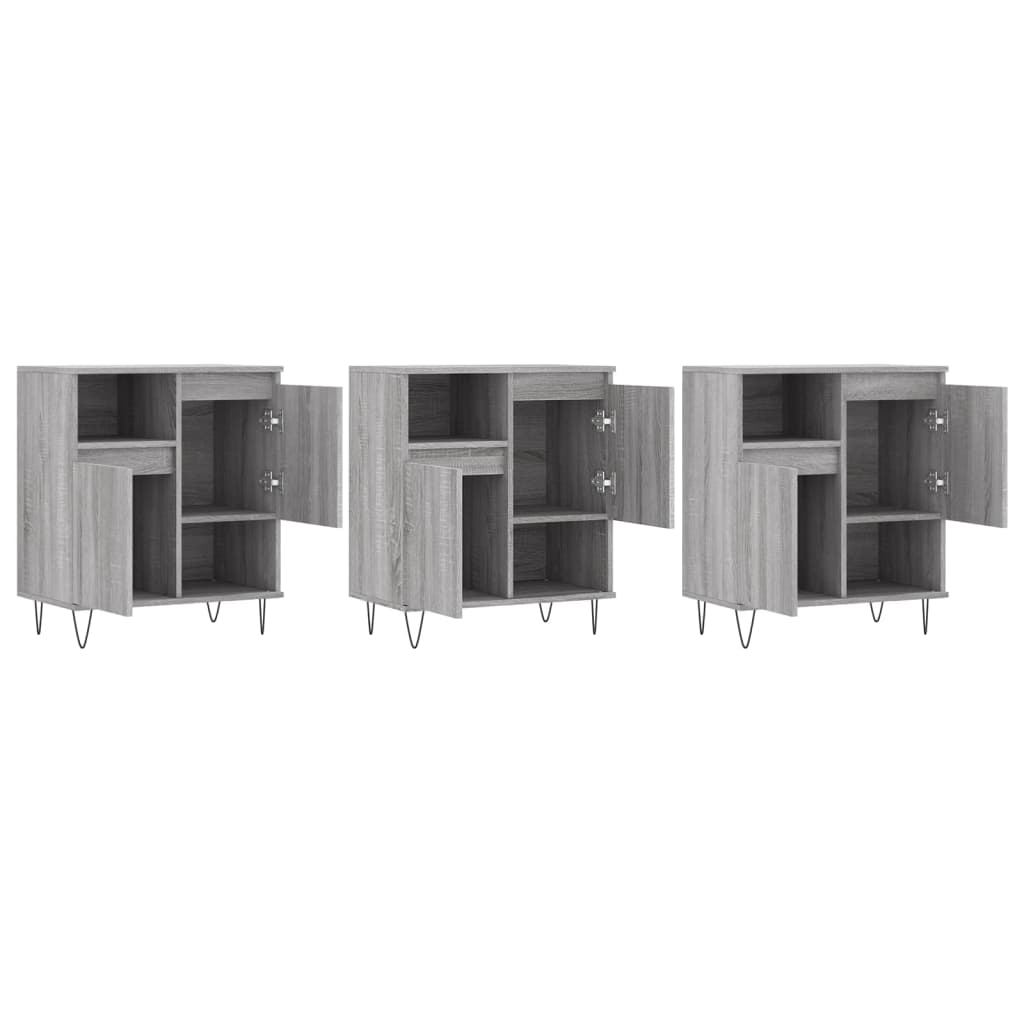 Dressoirs 3 st bewerkt hout grijs sonoma eikenkleurig is nu te koop bij PeponiXL, paradijselijk wonen!