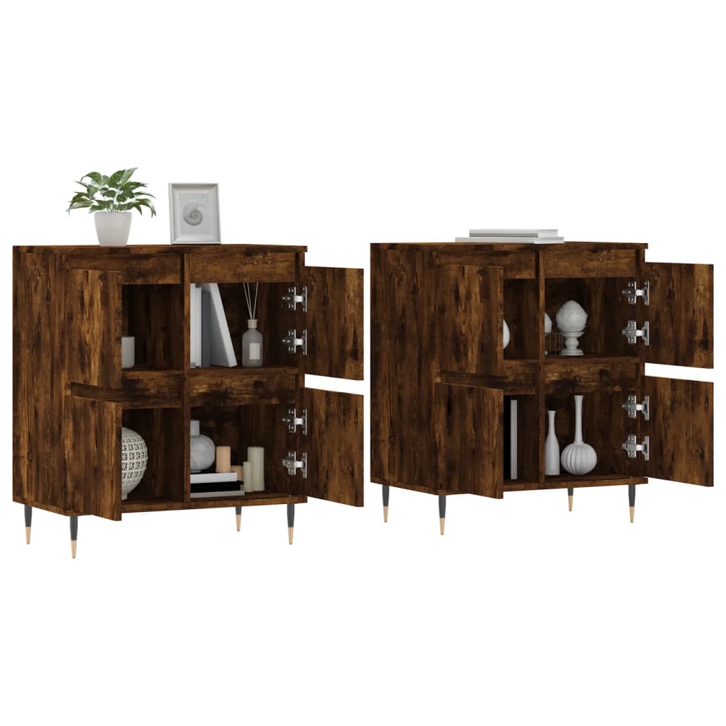 Dressoirs 2 st bewerkt hout gerookt eikenkleurig is nu te koop bij PeponiXL, paradijselijk wonen!