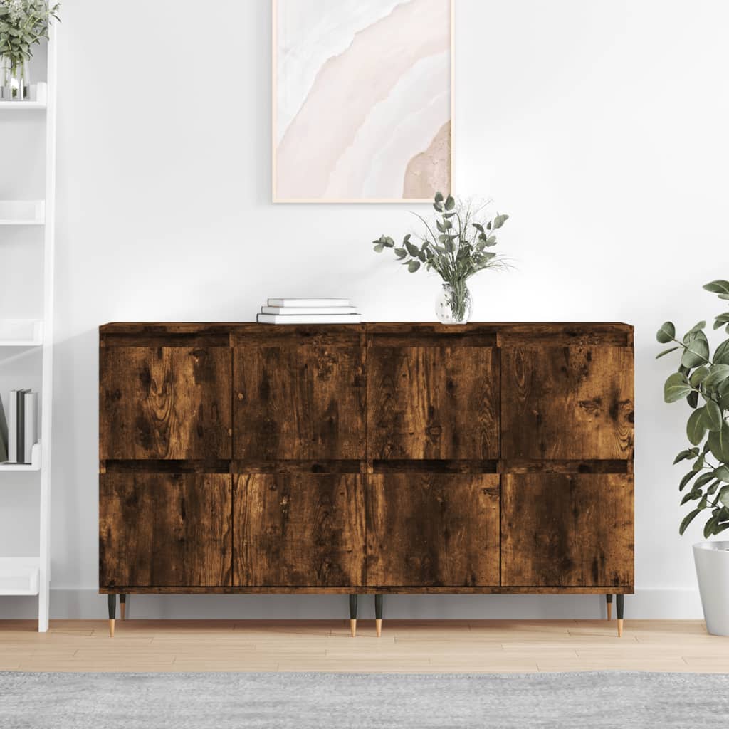 Dressoirs 2 st bewerkt hout gerookt eikenkleurig is nu te koop bij PeponiXL, paradijselijk wonen!