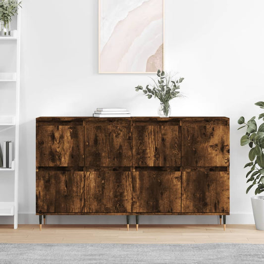 Dressoirs 2 st bewerkt hout gerookt eikenkleurig is nu te koop bij PeponiXL, paradijselijk wonen!