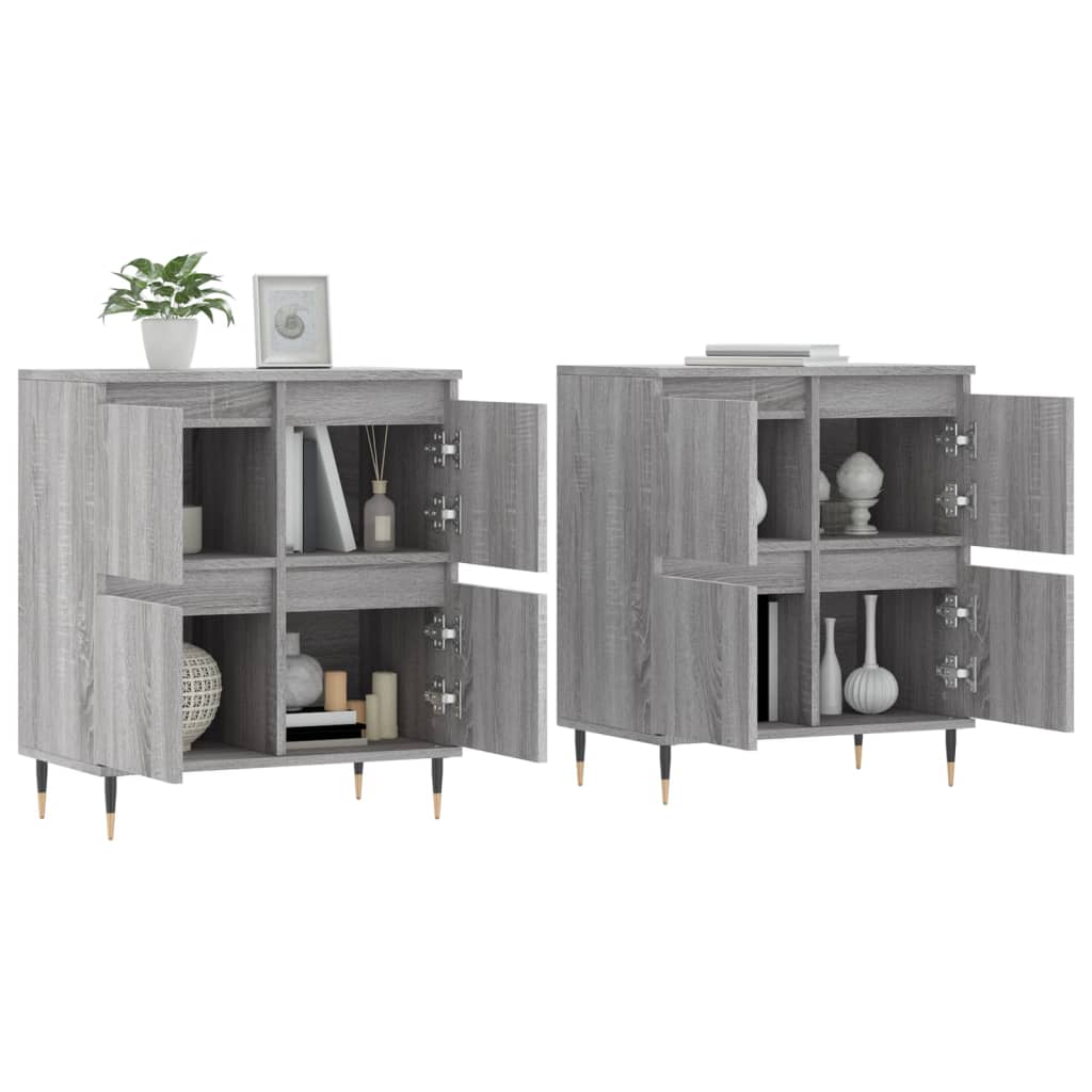 Dressoirs 2 st bewerkt hout grijs sonoma eikenkleurig is nu te koop bij PeponiXL, paradijselijk wonen!