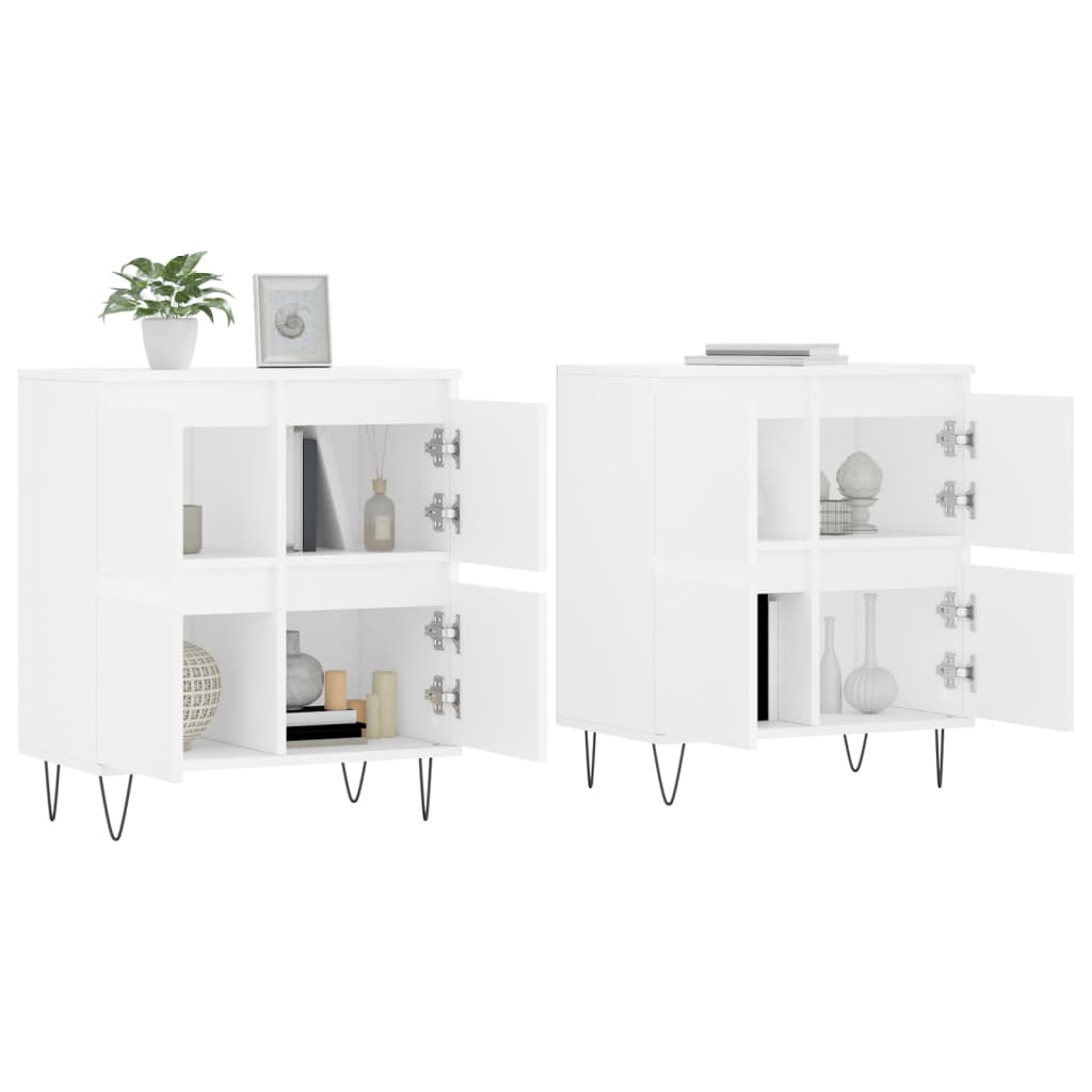 Dressoirs 2 st bewerkt hout wit is nu te koop bij PeponiXL, paradijselijk wonen!