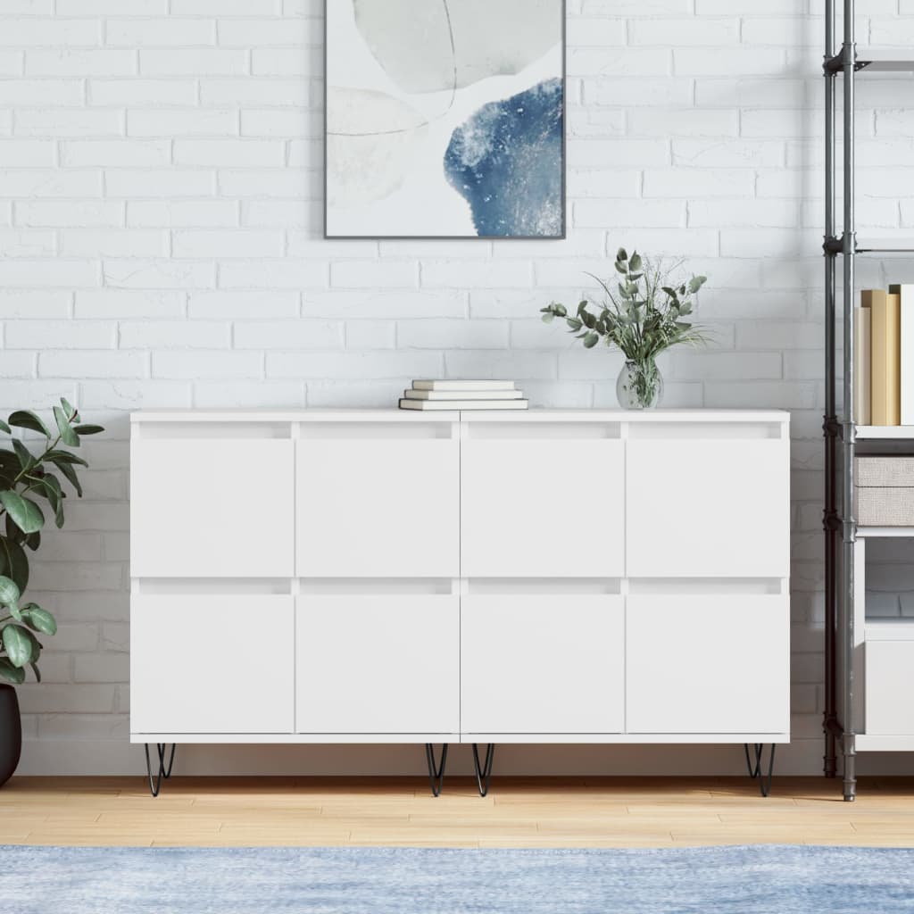 Dressoirs 2 st bewerkt hout wit is nu te koop bij PeponiXL, paradijselijk wonen!