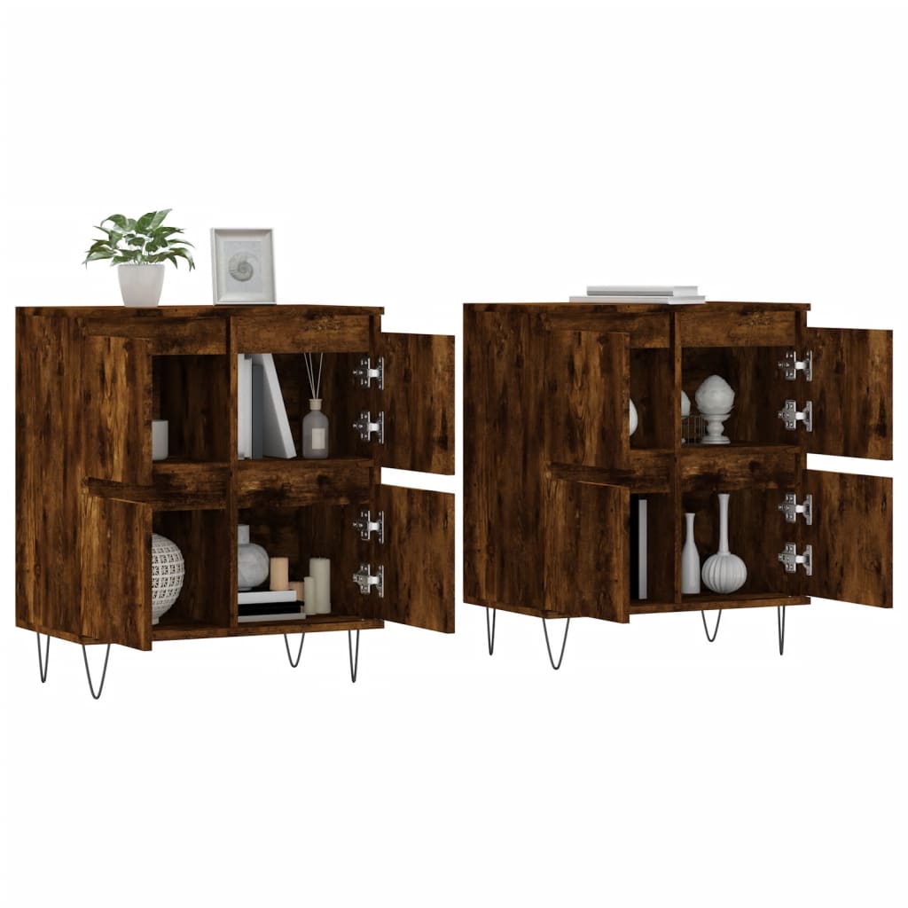 Dressoirs 2 st bewerkt hout gerookt eikenkleurig is nu te koop bij PeponiXL, paradijselijk wonen!