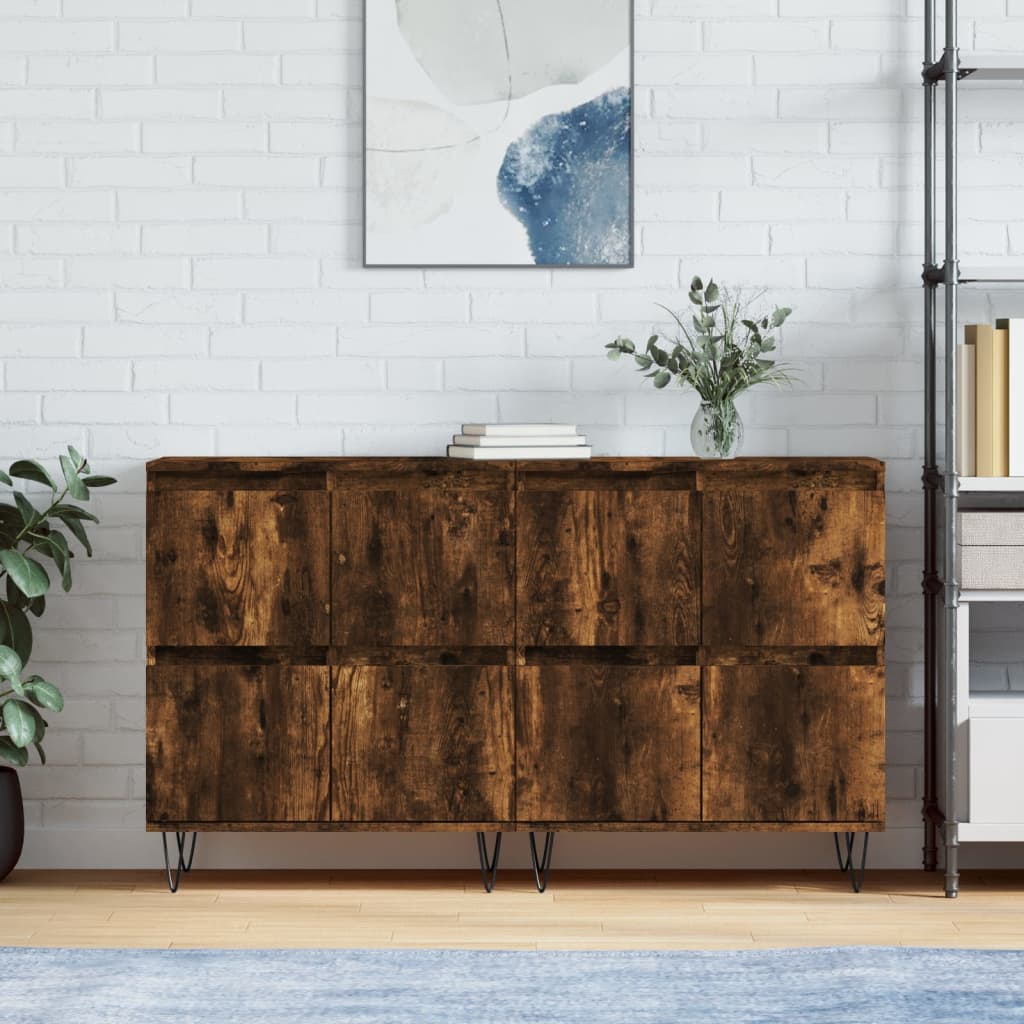 Dressoirs 2 st bewerkt hout gerookt eikenkleurig is nu te koop bij PeponiXL, paradijselijk wonen!