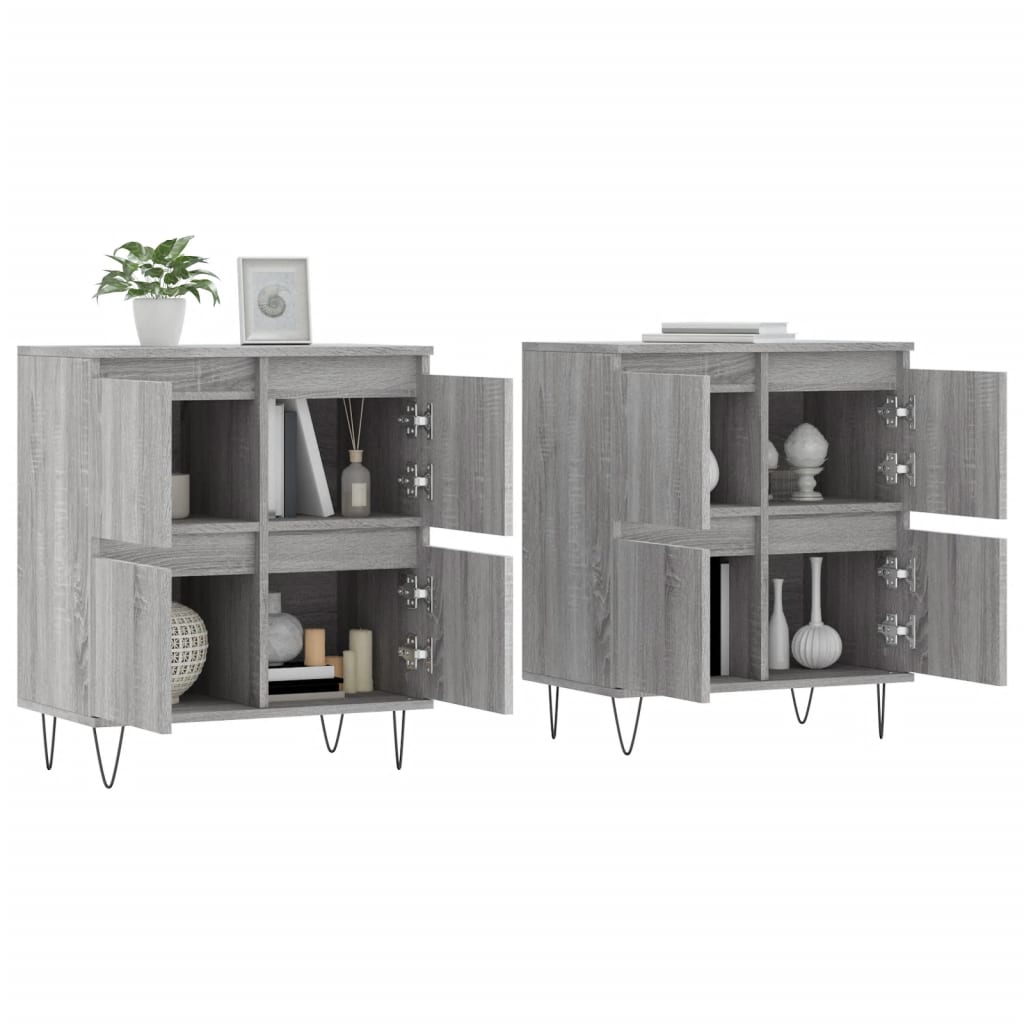 Dressoirs 2 st bewerkt hout grijs sonoma eikenkleurig is nu te koop bij PeponiXL, paradijselijk wonen!