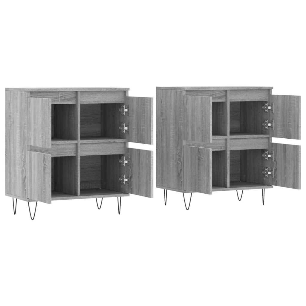 Dressoirs 2 st bewerkt hout grijs sonoma eikenkleurig is nu te koop bij PeponiXL, paradijselijk wonen!
