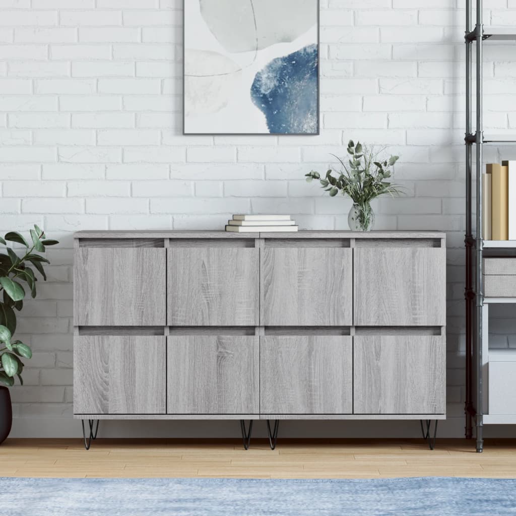 Dressoirs 2 st bewerkt hout grijs sonoma eikenkleurig is nu te koop bij PeponiXL, paradijselijk wonen!