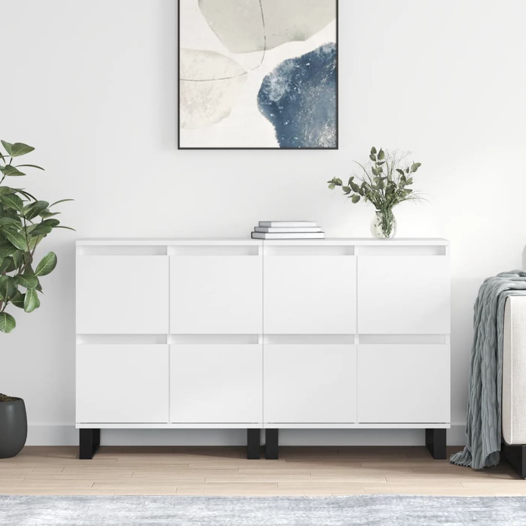 Dressoirs 2 st bewerkt hout wit is nu te koop bij PeponiXL, paradijselijk wonen!