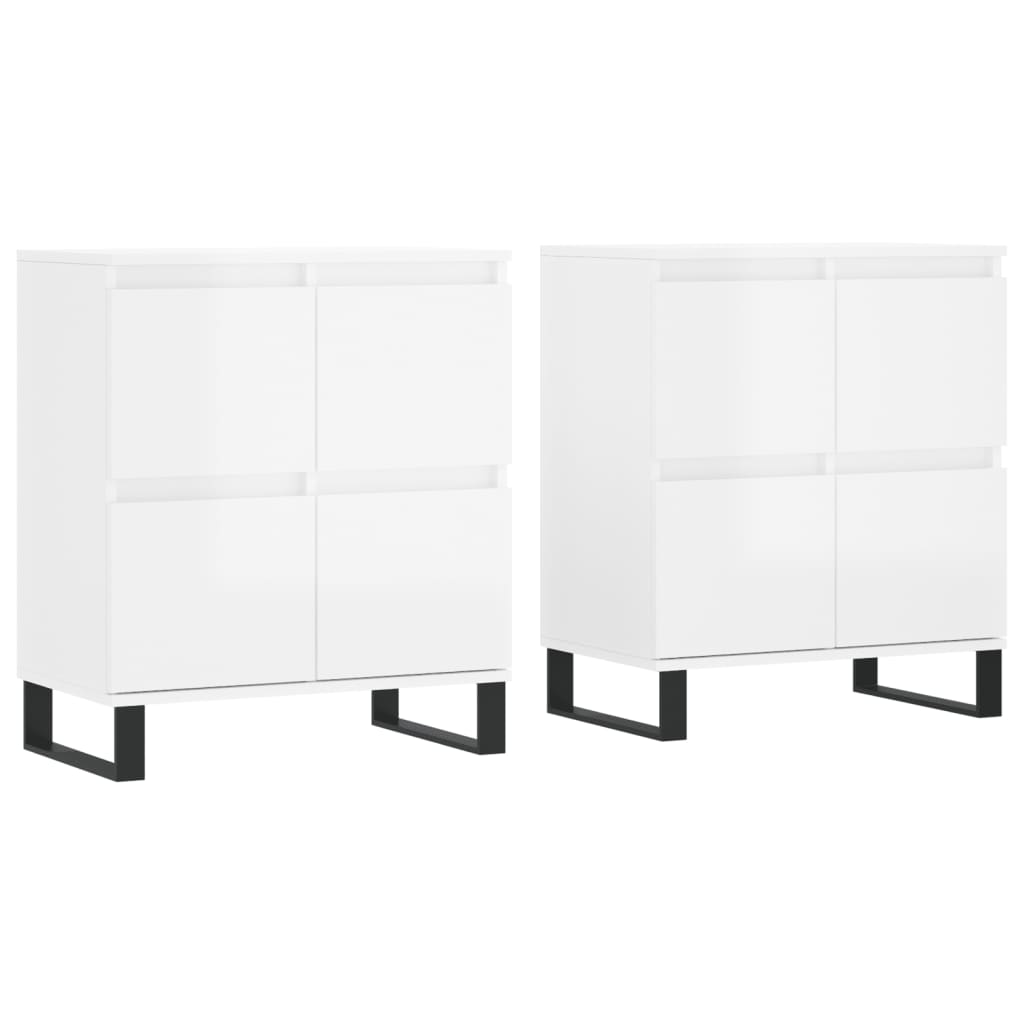 Dressoirs 2 st bewerkt hout hoogglans wit is nu te koop bij PeponiXL, paradijselijk wonen!