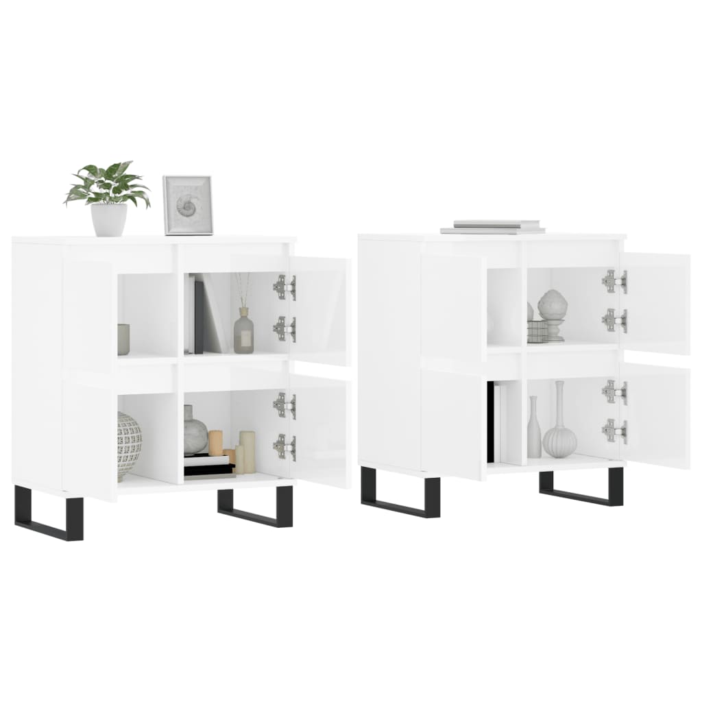 Dressoirs 2 st bewerkt hout hoogglans wit is nu te koop bij PeponiXL, paradijselijk wonen!